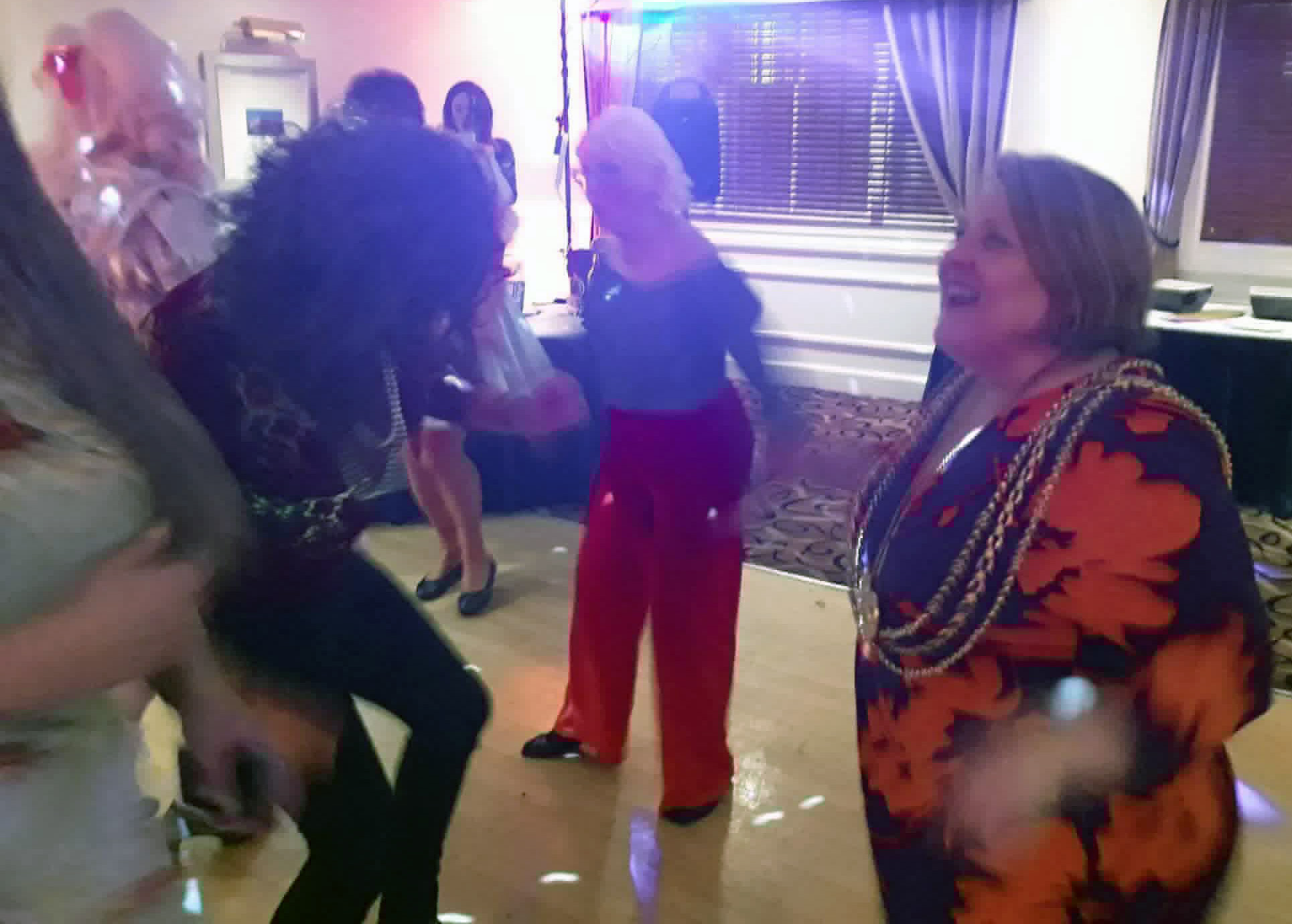The Lord Mayor of Leeds dancing at Leeds First Friday's tenth birthday, 2018