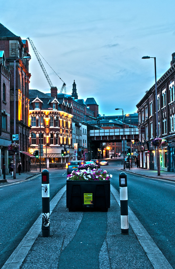 Lower Briggate at dusk, 2012