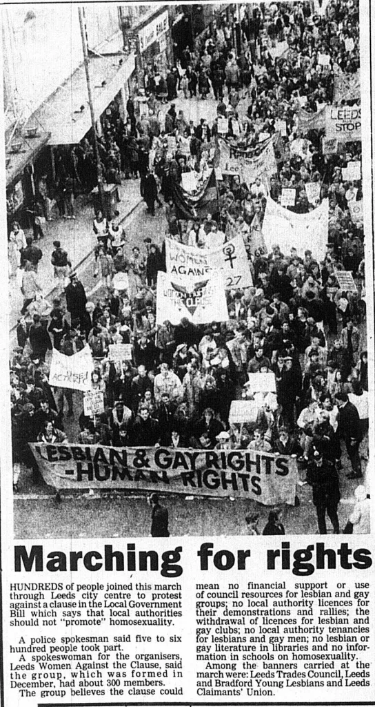 Leeds Stop Clause 28 demonstration, 1980s