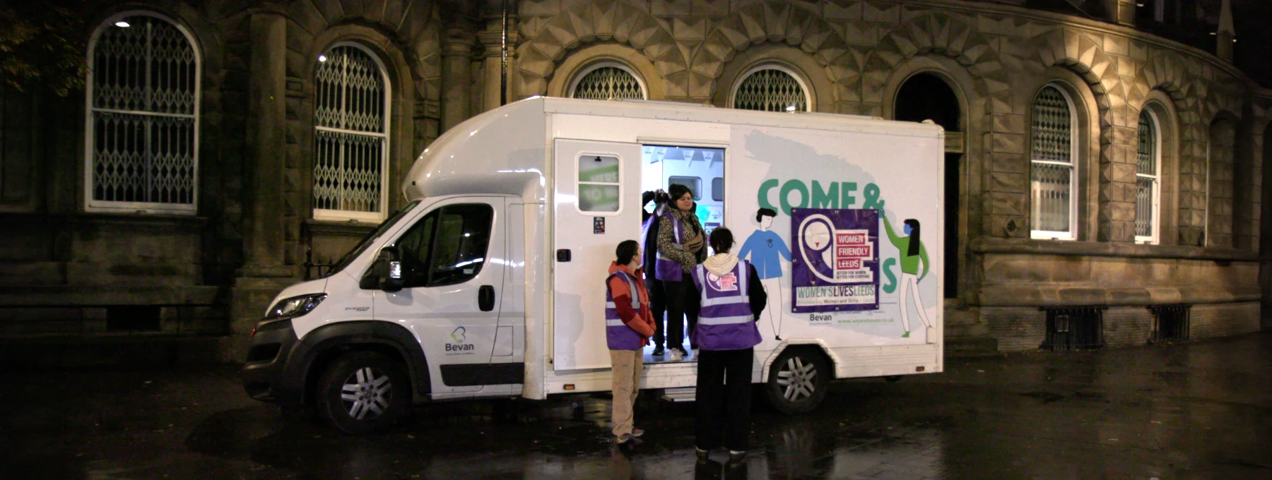 Night Safe Space Bus on Lower Briggate